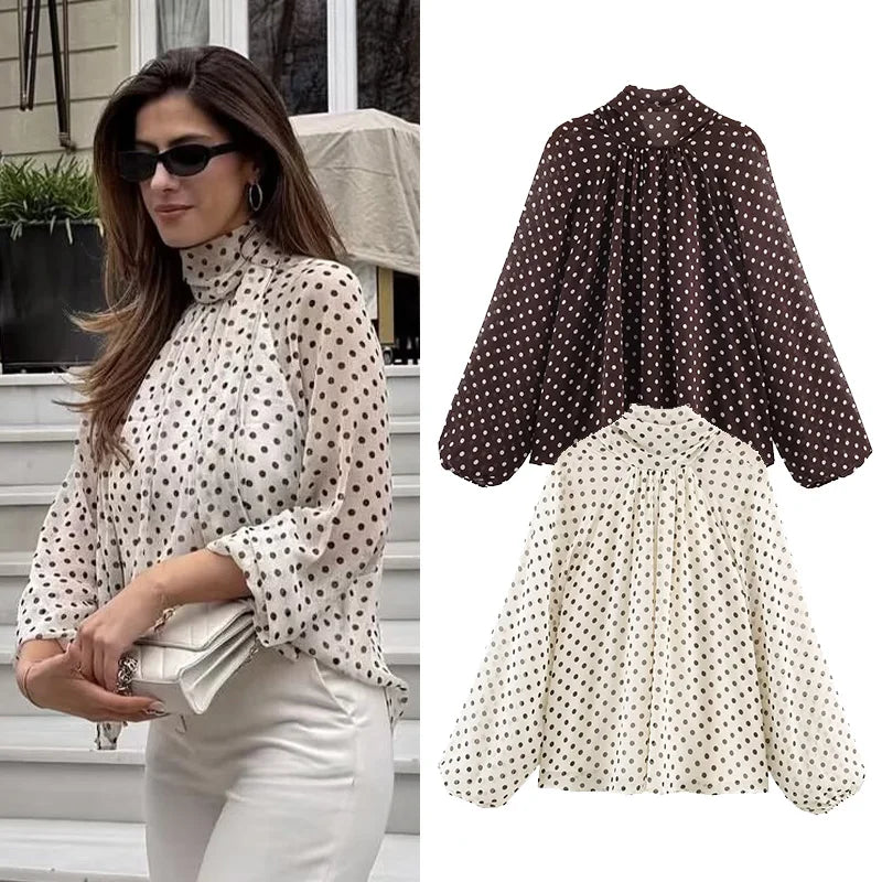 Polka Dot High Collar