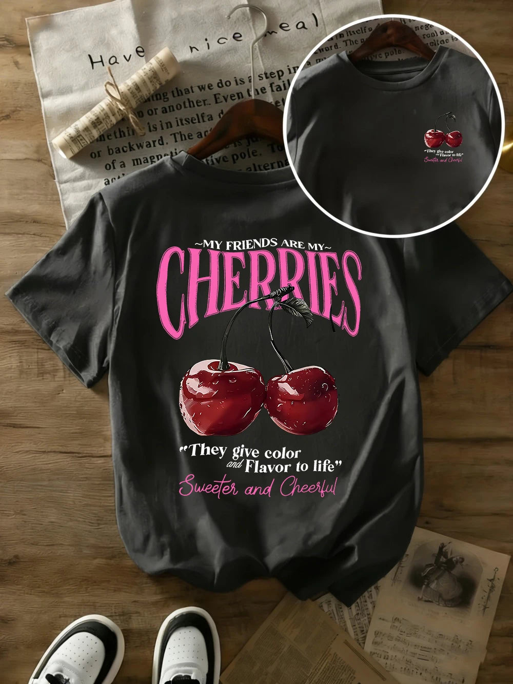 Summer Sweeter Cherries Prints T-Shirts