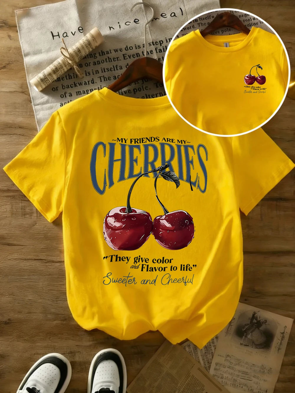 Summer Sweeter Cherries Prints T-Shirts