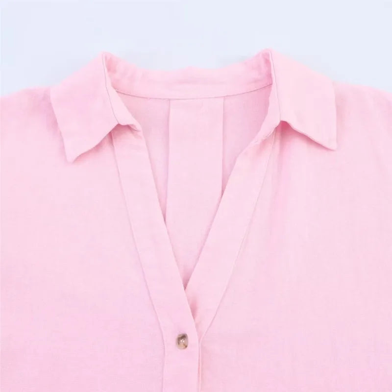 Asymmetric Hem Button Women's Shirts
