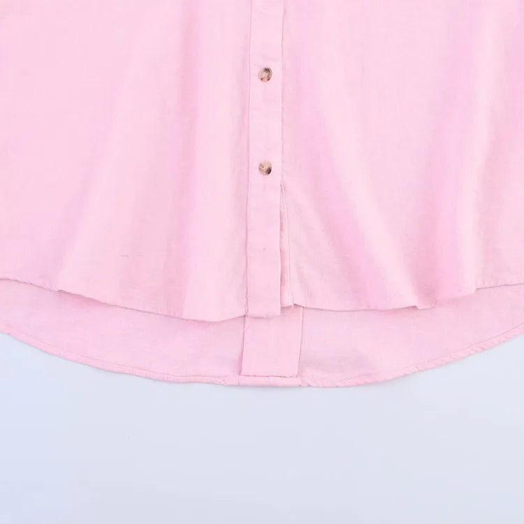 Asymmetric Hem Button Women's Shirts