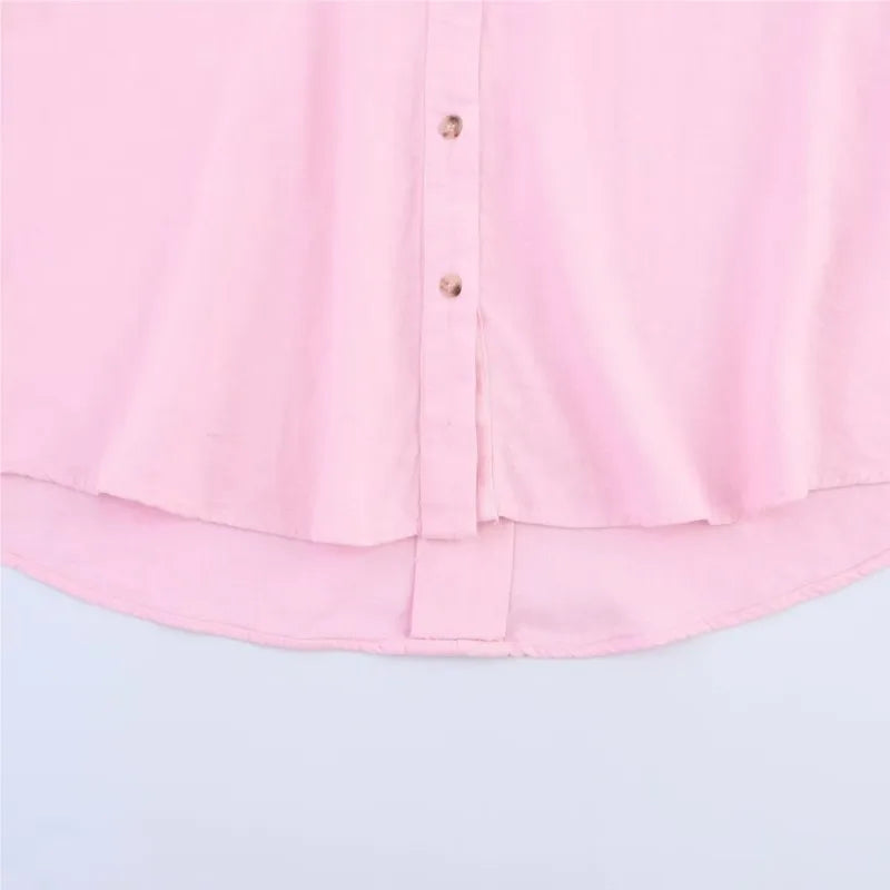 Asymmetric Hem Button Women's Shirts