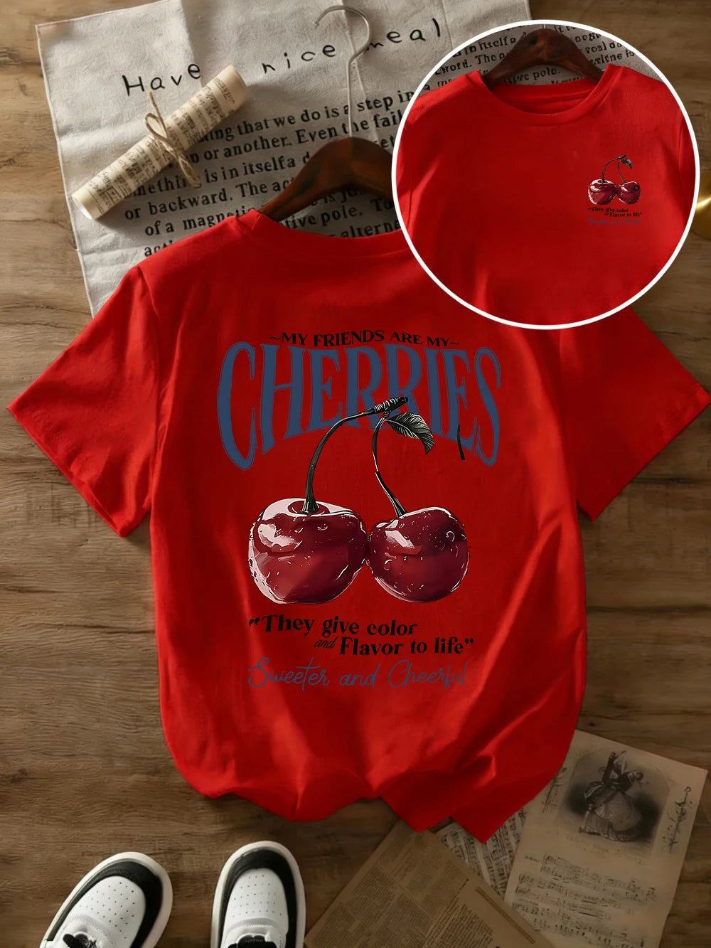 Summer Sweeter Cherries Prints T-Shirts