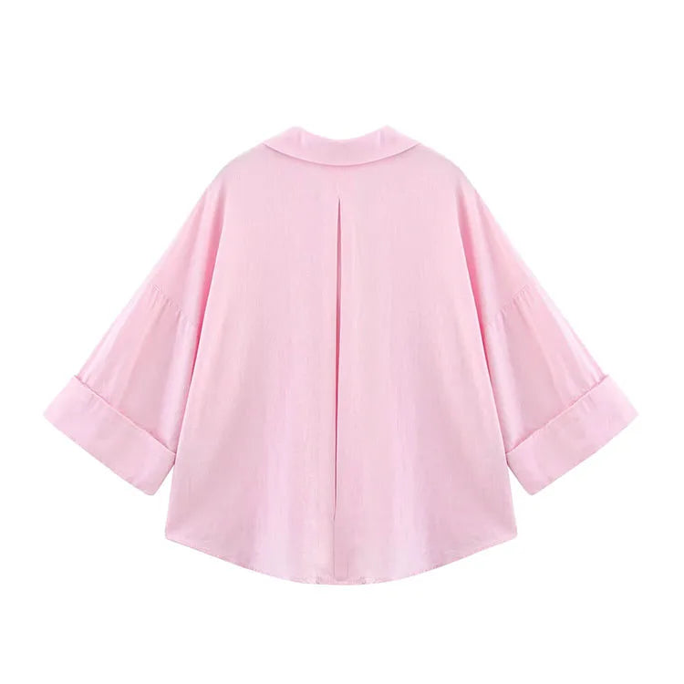 Asymmetric Hem Button Women's Shirts