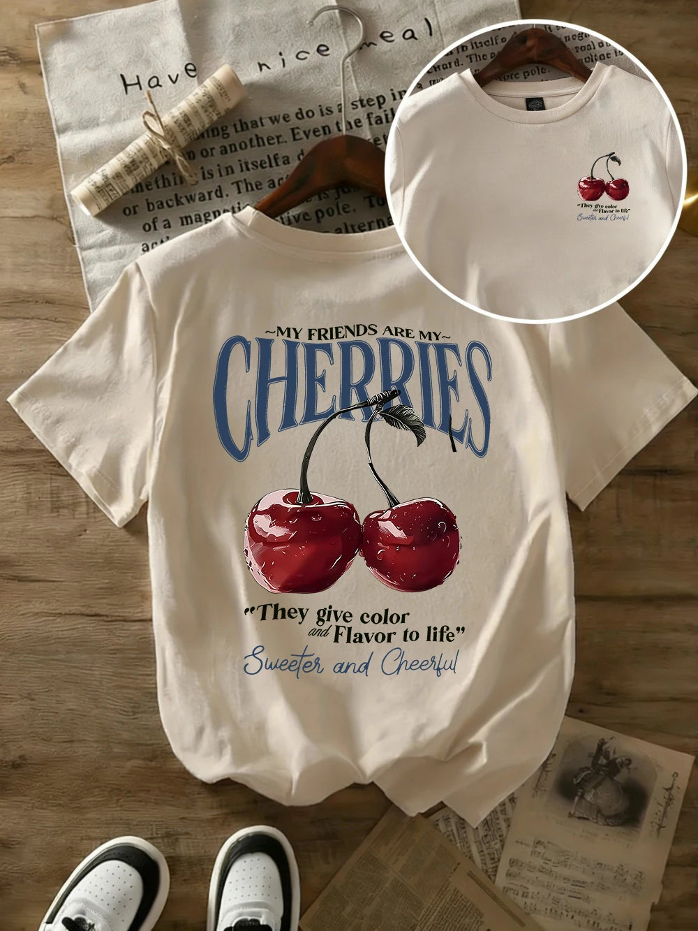 Summer Sweeter Cherries Prints T-Shirts