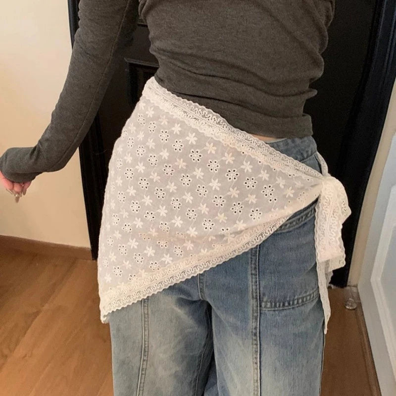 Lace Trim Triangle Half Skirt For Women