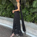 Polka Dot Long Dress Summer with scarf