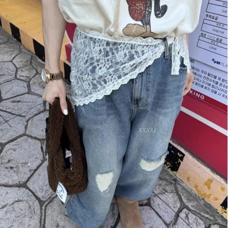 Lace Trim Triangle Half Skirt For Women