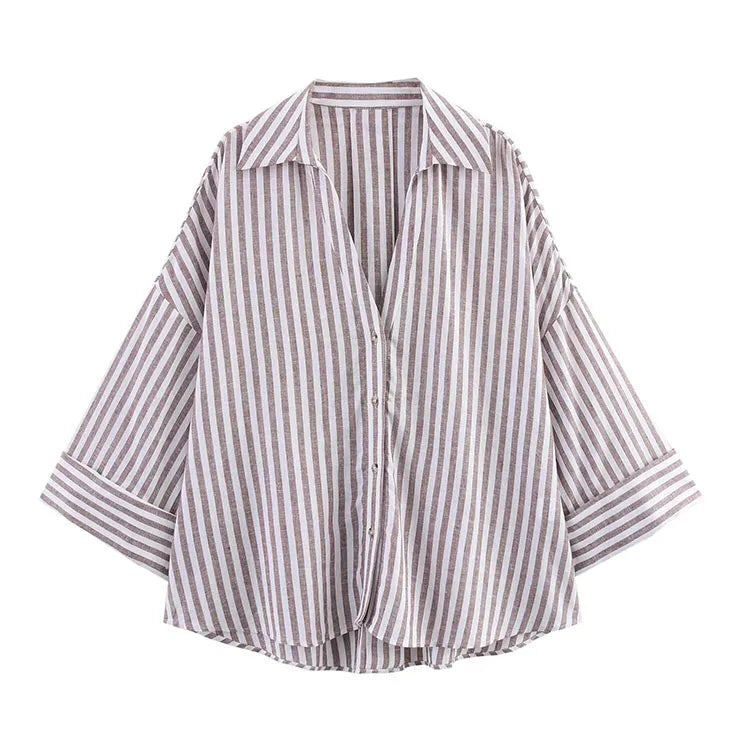 Asymmetric Hem Button Women's Shirts