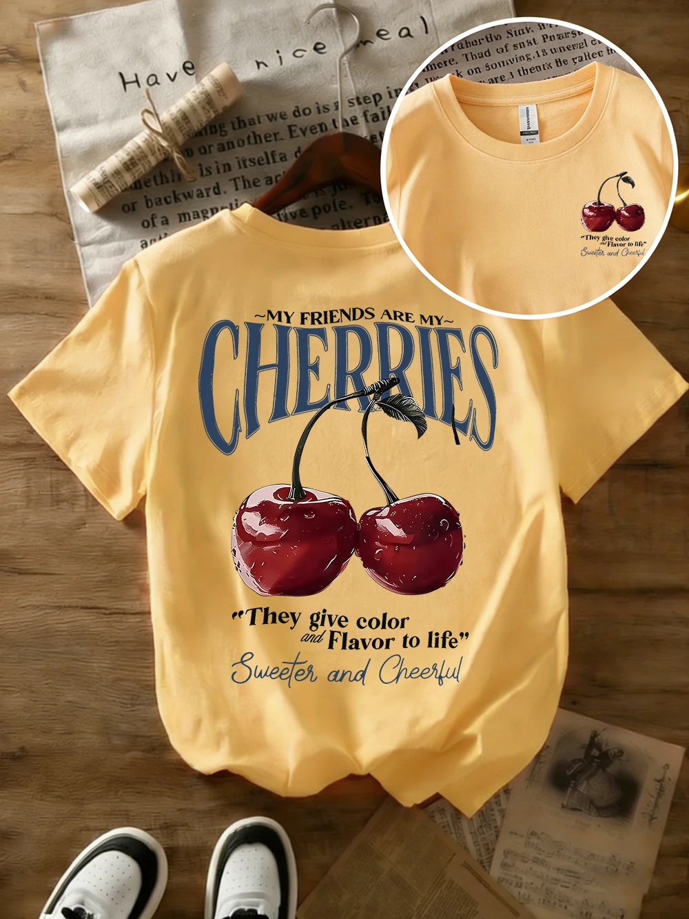 Summer Sweeter Cherries Prints T-Shirts