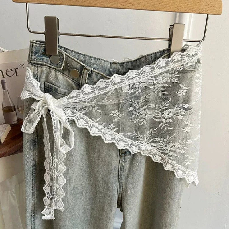Lace Trim Triangle Half Skirt For Women