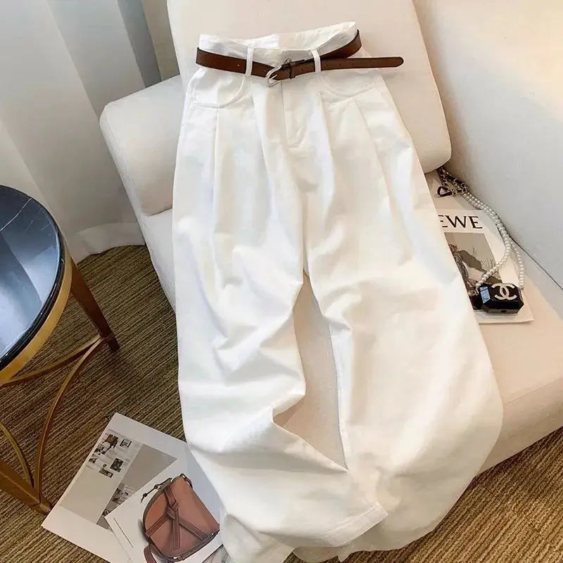 White High-Waist Wide Leg Jeans