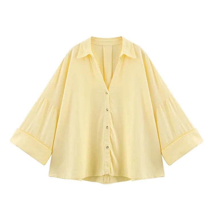 Asymmetric Hem Button Women's Shirts