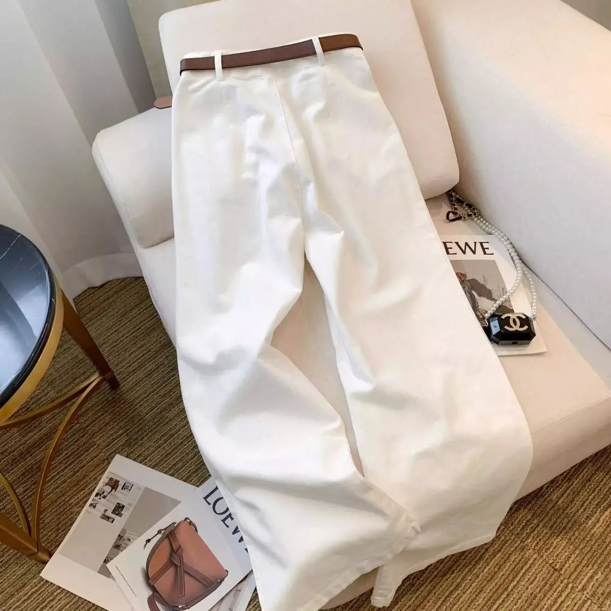 White High-Waist Wide Leg Jeans