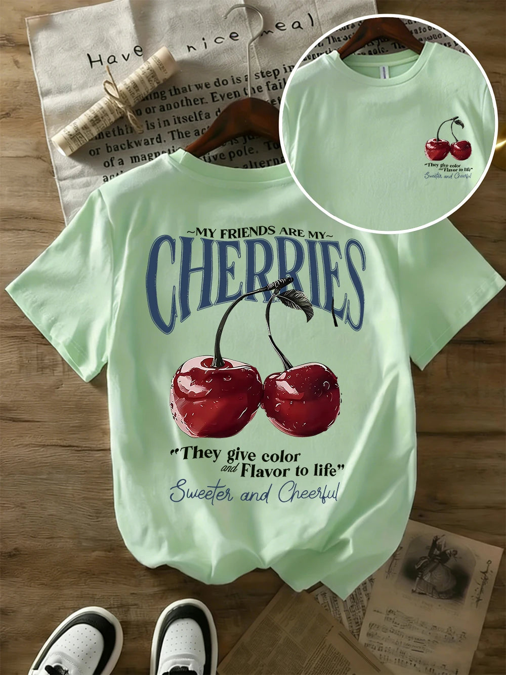 Summer Sweeter Cherries Prints T-Shirts