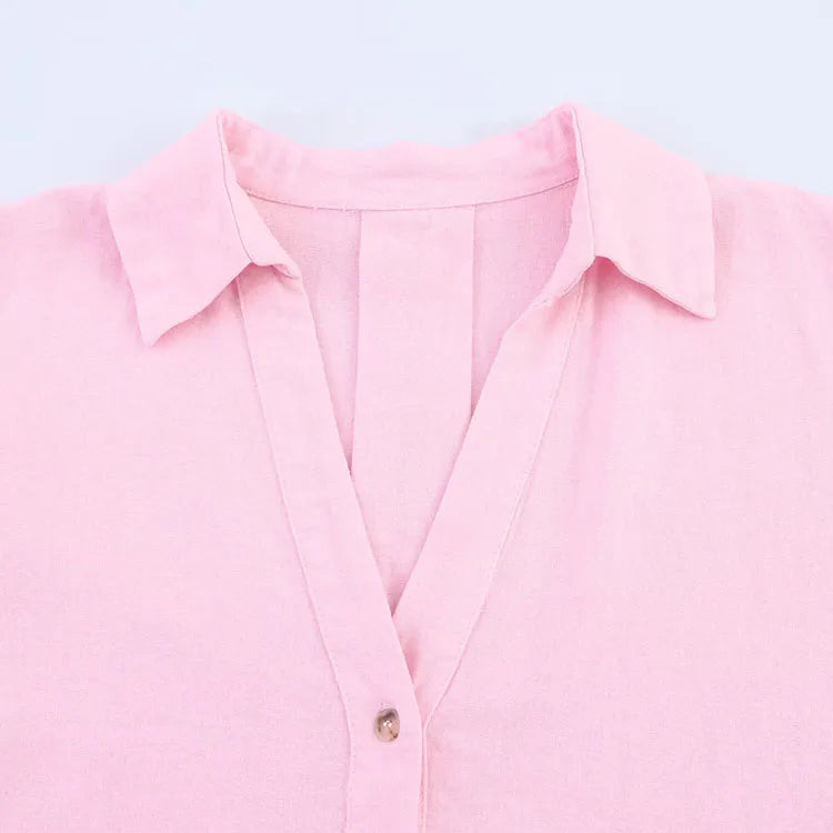 Asymmetric Hem Button Women's Shirts