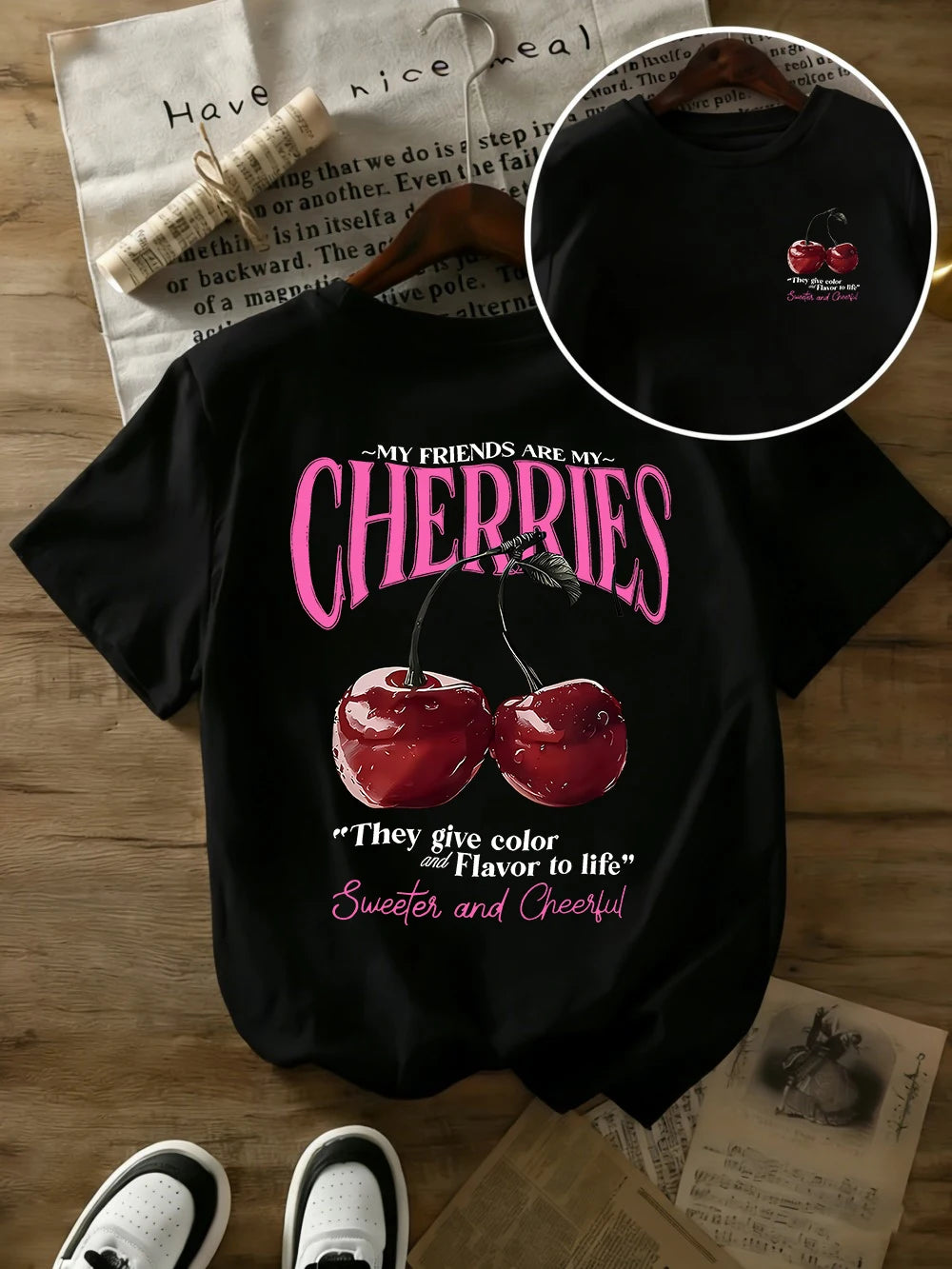 Summer Sweeter Cherries Prints T-Shirts
