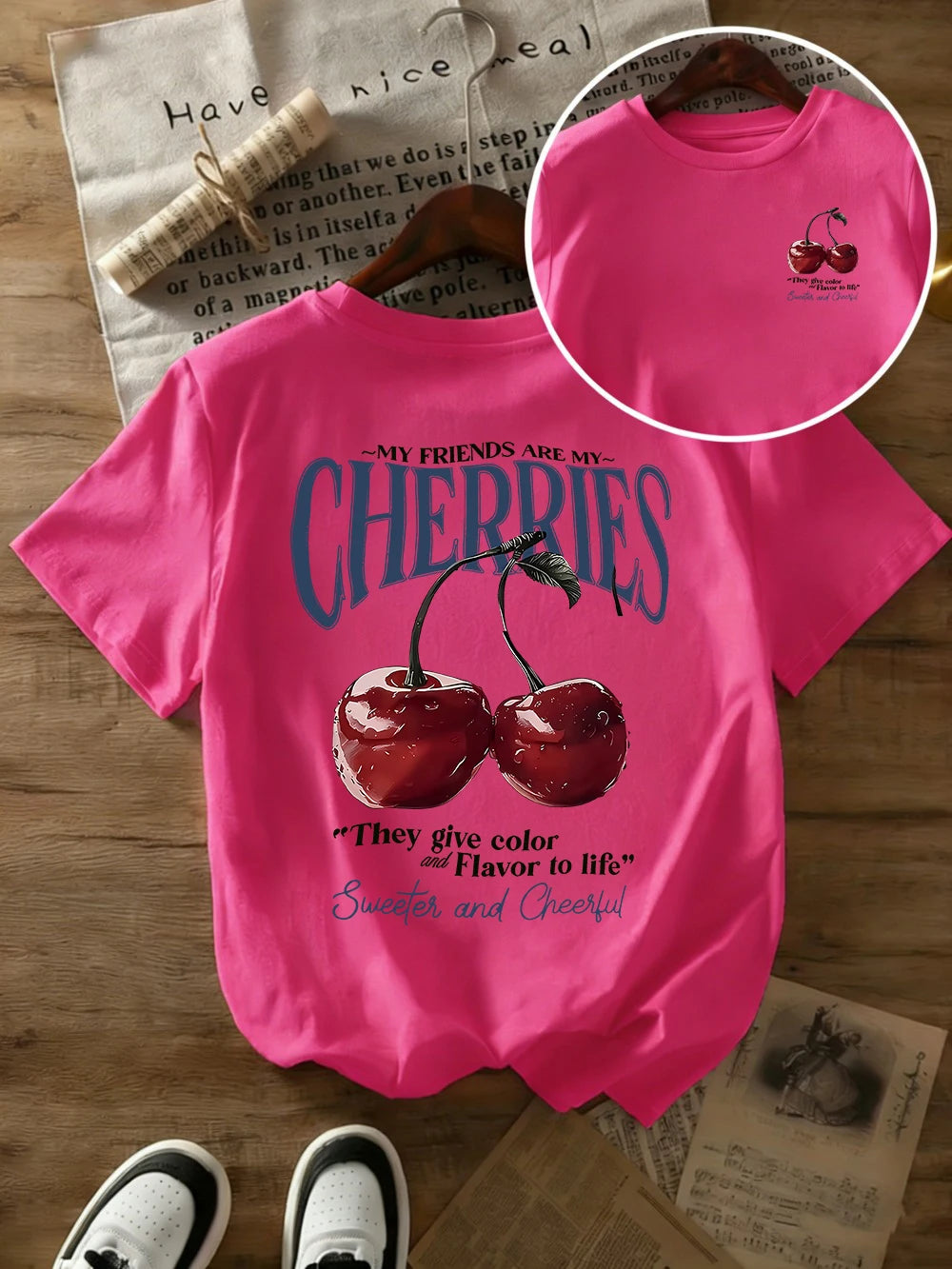 Summer Sweeter Cherries Prints T-Shirts