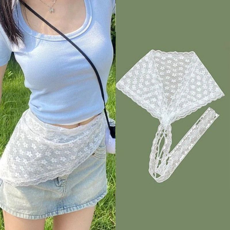 Lace Trim Triangle Half Skirt For Women