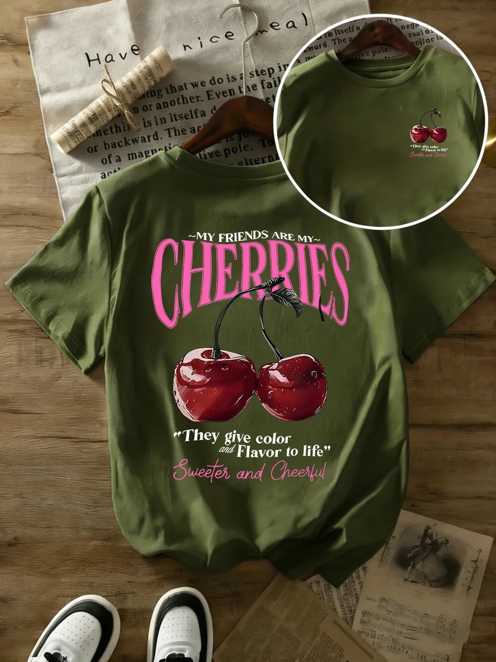 Summer Sweeter Cherries Prints T-Shirts