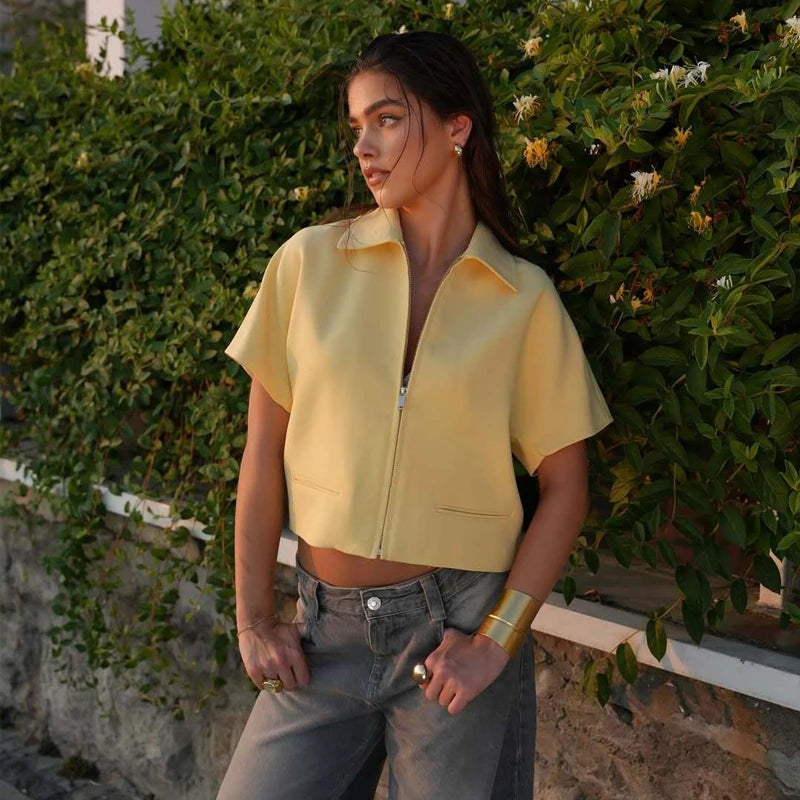 Women's Cropped Summer Jacket Short Sleeve